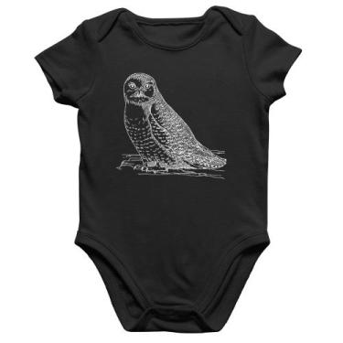 Imagem de Body Bebê Algodão Coruja Traços - Foca na Moda, Preto, P