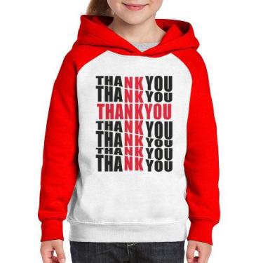 Imagem de Moletom Infantil Thank You Cruz - Foca na Moda, Branco, Vermelho, 14