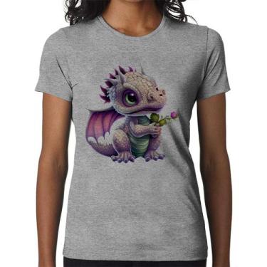 Imagem de Baby Look Dragão Bebê - Foca na Moda, Cinza, G