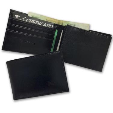 Imagem de Carteira Slim Couro 13-R Personalizada Raffai Couros, Preto