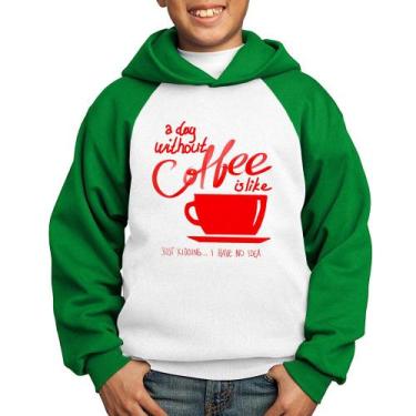 Imagem de Moletom Infantil A Day Without Coffee - Foca na Moda, Branco, Verde, 6