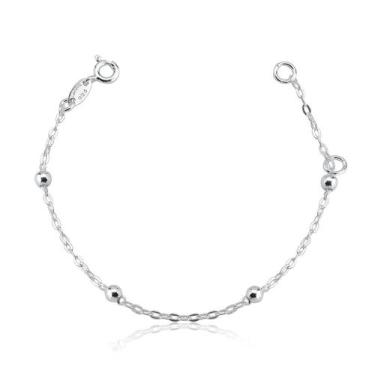 Imagem de Pulseira Infantil Bolas 3mm Prata 925 - Atraktiva Jóias, 15cm