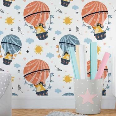 Imagem de Papel de Parede Adesivo Infantil Ursinhos Viajantes N018081 - Adesivo 