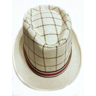 Imagem de Chapeu Unissex Palha Panama Fedora Xadrez Top Qualidade - Mrvendas, UN