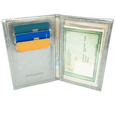 Imagem de Carteira Porta Documento Couro Legitimo Feminina Cabe RG, CNH, Cartões