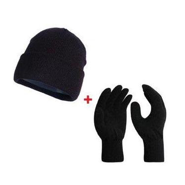 Imagem de Kit inverno Touca + luva Gorro Touca de Lã Lisa Estilosa Adulto Unisse