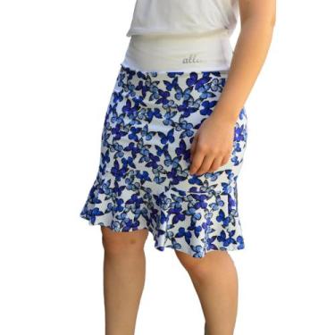 Imagem de Short Saia Babado Estampada Moda Fitness Evangélica Cós Alto Uv 50+ Ac