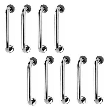 Imagem de Barra de Apoio 40cm Inox Kit 9 Unidades Idoso Banheiro Box Casa Gestante Cadeirante Suporte Corrimao Escada Segurança Acessibilidade