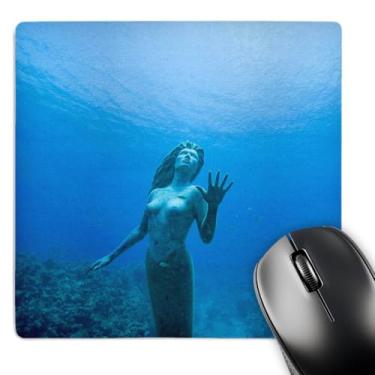 Imagem de 3dRose Mouse pad LLC 20 x 20 x 0,63 cm, Cayman isl and s, estátua de sereia, coral recif-Ca42 Pso0032 - Paul Souders (mp_75229_1)
