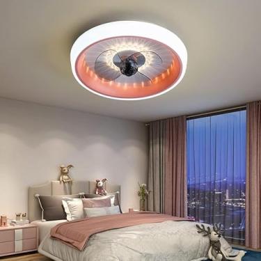 Imagem de Ventilador de teto LED para quarto, ventilador inteligente com luzes e controle remoto/APP, 50 CM, pino, 80 W
