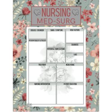 Imagem de nursing med surg blank template notebook: Personalized Blank Journal & Note Guide for Medical Surgical Studies - Cute Nurses gifts idea For colleague, Family, Large Print