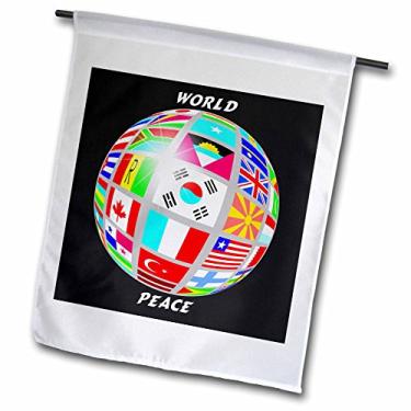 Imagem de 3dRose Globo da paz mundial com bandeiras de todos os países - Bandeira de jardim, 30,48 x 45,72 cm