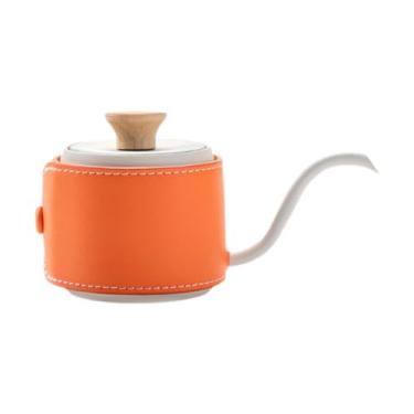 Imagem de Ioensy Mini chaleira de café derramada em aço inoxidável, chaleira pescoço de ganso, 180 ml, bico leve, cafeteira para hotel, casa, cozinha, Laranja