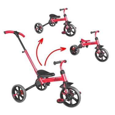 Imagem de Yvolution Y Velo Flippa Triciclo infantil 4 em 1 para bicicleta de equilíbrio – Triciclo conversível com direção dos pais, assento ajustável e guidão, idades de 2 a 5 anos, peso máximo de 20 kg