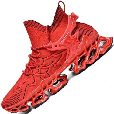Imagem de Tênis masculino Blade Tênis masculino para corrida em trilha tênis esportivo masculino preto amarelo vermelho tamanho basquete corredor jogging, Vermelho, 42
