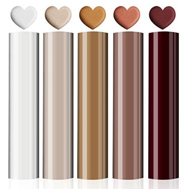 Imagem de Cysincos Puff Vinil Transferência de Calor 3D Puff Transferência de Calor Vinil Htv para Camisetas Chapéu Travesseiro Moletom com Capuz Diy Suprimentos de Tecido (Brown-5Pcs)