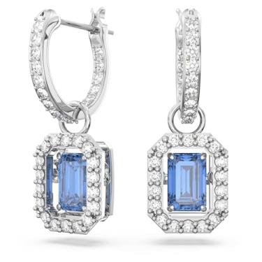 Imagem de Brincos Swarovski Una, Lapidação octogonal, Azuis