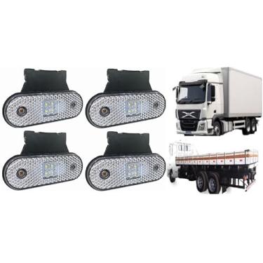 Imagem de Kit 4 Lanterna Led Cristal Lateral Carreta Báu Carroceria 12/24v KLX