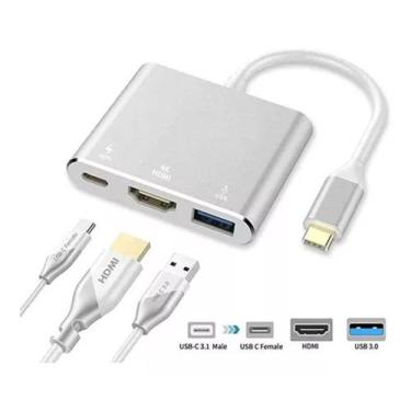 Imagem de Adaptador tipo-c para hdmi + usb 3.0 + usb c Resolução 4k - EXBOX