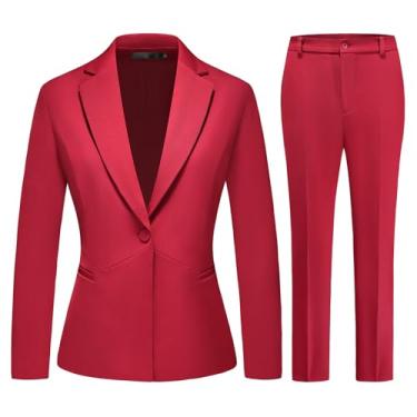 Imagem de MODFUL Conjunto de calça feminina de 2 peças de terno de negócios slim fit um botão blazer jaqueta feminina terno de trabalho para escritório, Vencedor, G