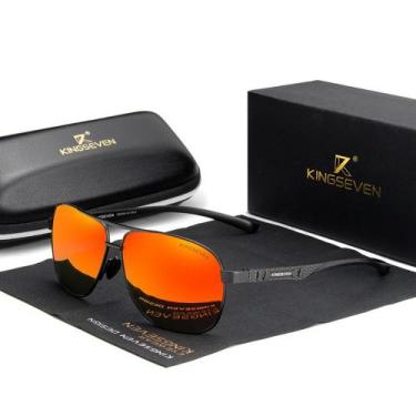 Imagem de Óculos de sol design quadrado kingseven espelhado , Vermelho