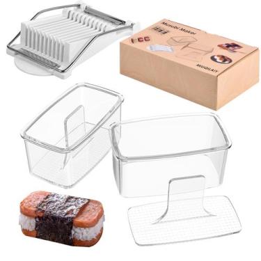 Imagem de Kit de moldes Musubi MIUQILAIY Clear, 3 peças com cortador de carne pa