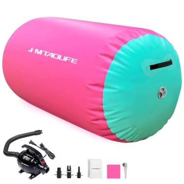 Imagem de Barril de ar para ginástica, tapete de rolo inflável, rolo de ar de ginástica barril infantil cambalhota traseira treinador para ioga, treinamento de torcida, uso doméstico