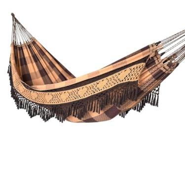 Imagem de Rede Descanso Reforçada Rede Dormir Casal king Luxo Rede de Dormir Gigante Varanda Artesanal MARROM CARAMELO