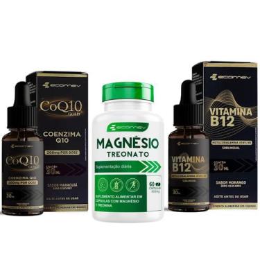 Imagem de Kit Magnesio Treonato  Coenzima Q10 200mg Gotas  B12 Metilcobalamina S