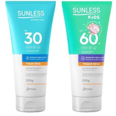 Imagem de Protetor solar fps30 200g+kids fps60 200g sunless toque seco - FARMAX