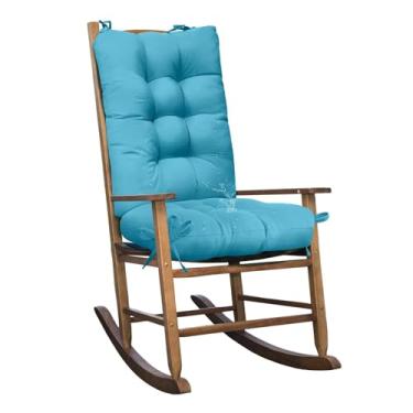 Imagem de TESICA Conjunto de 1 almofada de cadeira para ambientes internos e externos, impermeável, com encosto alto, almofada macia para cadeira de pátio para espreguiçadeira, cadeira reclinável, azul celeste