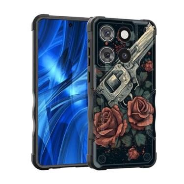 Imagem de EFGWSDER Capa para Moto G Stylus 5G 2025, [camada dupla] [proteção contra quedas de grau militar] Capa resistente à prova de choque para Motorola Moto G Stylus 5G 2025, armas e flores de rosa