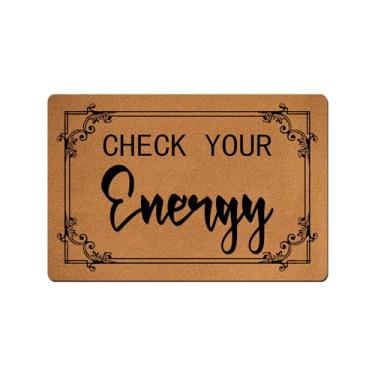 Imagem de VUZUCOSH Tapetes engraçados de boas-vindas, tapete de porta, capacho engraçado, tapetes de cozinha, tapetes de banheiro, tapete de porta de borracha antiderrapante 60 cm x 40 cm (verifique sua energia