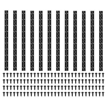 Imagem de PATIKIL Dobradiça de piano de 50 x 3 cm, pacote com 12 dobradiças contínuas de aço inoxidável 304 com furos para porta de portão de piano, caixa de armazenamento de madeira, barco, armário, preto