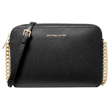 Imagem de Michael Kors Bolsa de couro feminina Jet Set transversal, preta, grande