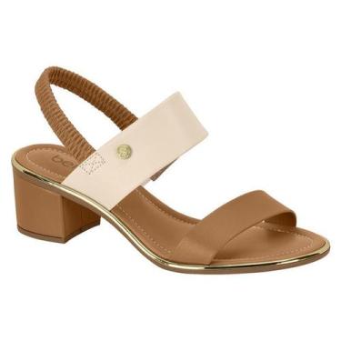 Imagem de Sandália Salto Médio Beira Rio Calce Fácil Conforto, Camel, 38