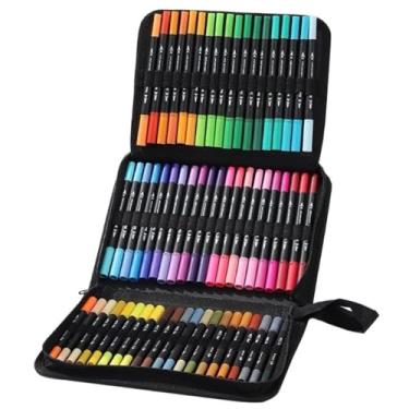 Imagem de Kit Canetinhas Coloridas 120 Cores com Pontas Duplas, Caneta Brush para Livros de Colorir para Crianças e Adultos, Canetinha Brush para Desenho Premium