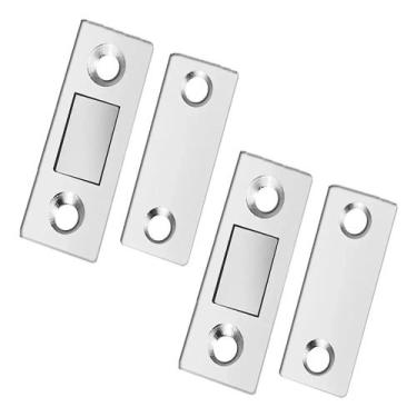 Imagem de Fecho magnético para armário com fita adesiva e parafusos  kit com 2 u