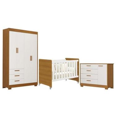 Imagem de Quarto de Bebê Zaki e Berço Americano Evolution 4 em 1 Branco Acetinad