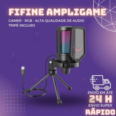 Imagem de Microfone USB Gamer Fifine A6V com Iluminação RGB - Preto