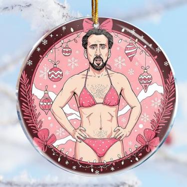 Imagem de Decorações de Natal - Presentes de mordaça - Presentes impertinentes desagradáveis - Elefante branco - Enchimento de meia (biquíni Nicolas Cage Picolas Cage Thiccolas Cage Rosa)