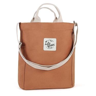 Imagem de Lily Queen Bolsa feminina de lona, casual, bolsa de trabalho a tiracolo, Brown Sugar, Medium
