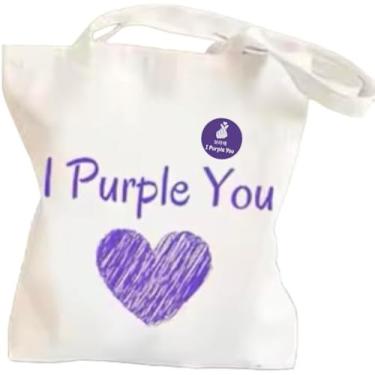 Imagem de Bolsa de ombro de lona para produtos KPOP Sacos de algodão reutilizáveis para produtos K-pop para fãs B-TS bolsa U roxa, broche esmaltado (bolsa U roxa + broche esmaltado)