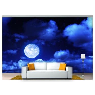 Imagem de Papel De Parede Lua Noite Nuvens Céu 3D Lua49 - Você Decora