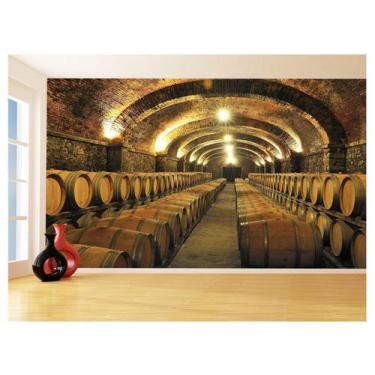Imagem de Papel De Parede 3D Alimentos Vinho Tonel Barril 3,5M Al471 - Você Deco