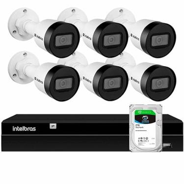 Imagem de Kit 6 Câmeras de Segurança Bullet Intelbras Full HD 1080p VIP 1230 B G4 + NVR Intelbras Digital Video 8 Canais Recorder NVD 1408 4K + HD 2TB