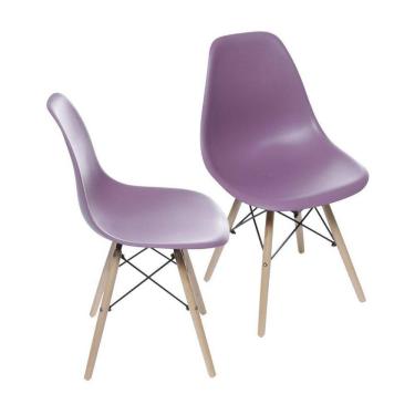 Imagem de Kit 2 Cadeiras Boxbit Dkr Eames Base Em Madeira Roxa