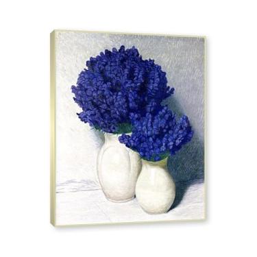 Imagem de NHLDZYH Moldura dourada champanhe. Quadros de pinturas famosas. (Monkshood) de Hans Emmenegger. Impressão em tela. Quadros decoração de parede. 60x80cm