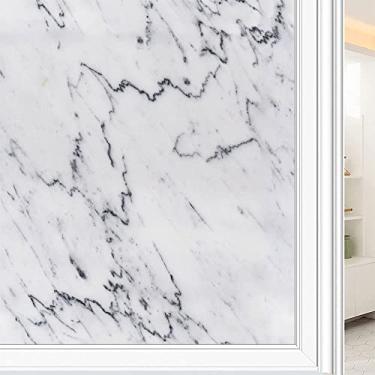 Imagem de Película de janela de privacidade de mármore, textura de estilo mármore, filme de vidro para sala de estar e escritório em casa, L90 x C 190 cm