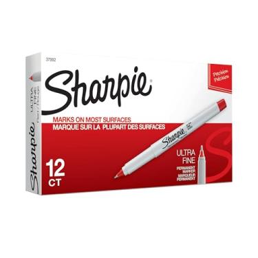 Imagem de SHARPIE Marcadores permanentes 37002, ponta ultrafina, vermelho, 12 unidades